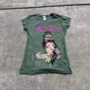 Y2K Womens Ed Hardy Rhinestone Japanese Girl Tee
